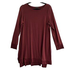 EILEEN FISHER Women Jersey Long Sleeve Pullover Tunic Sz L Red Work Causal 19-7